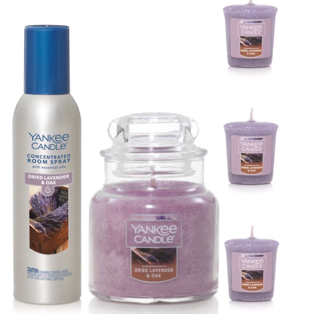 Yankee Candle Dried Lavender Oak mixed lot room spray votives small original jar